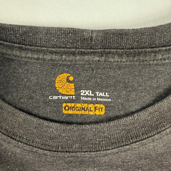 Carhartt Mens 2XL Tall Long Sleeve Gray Original Fit Logo Graphic T-Shirt - Picture 4 of 8